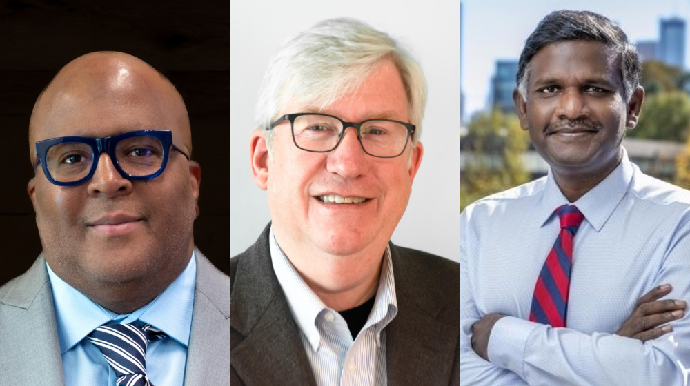 From left, Georgia Tech’s Nakia Melecio, Keith McGreggor, and Raghupathy “Siva” Sivakumar, are the NSF I-Corps Southeast Hub director, faculty lead, and principal investigator, respectively.